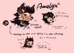  arrow_sign astralghostoooo azalyn_hyena collar fangs fur hair hi_res hyena long_hair male mammal model_sheet multicolored_body multicolored_fur multiple_drawings redesign redesigned smile solo spiked_collar spikes striped_hyena teeth text yellow_eyes 
