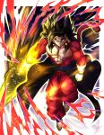  absurdres aura black_hair blue_eyes body_fur dougi dragon_ball dragon_ball_heroes earrings energy glowing glowing_eyes highres jewelry looking_at_viewer monkey_boy monkey_tail muscular muscular_male potara_earrings red_fur spiked_hair super_saiyan super_saiyan_4 tail time_patrol_(dragon_ball) vegetto vegetto_(xeno) yuuri_(fukuroudou) 