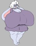  angstrom anthro big_breasts blue_body breasts clothing dress eyewear female glasses hair huge_breasts huge_hips huge_thighs hyper hyper_breasts lagomorph leporid looking_at_viewer mammal markings mole_(marking) one_eye_closed open_mouth overweight overweight_anthro overweight_female pearl_bracelet rabbit solo thick_thighs white_hair wide_hips 