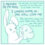  animate_inanimate comic duo english_text lagomorph leporid male mammal rabbit semi-anthro text the_latest_kate thought_bubble 