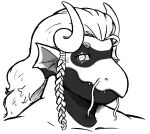  absurd_res ambiguous_gender anthro braided_hair curved_horn dragon dynogreeno hair hi_res horn male markings reptile scalie slicked_back_hair small_eyebrows solo teeth 