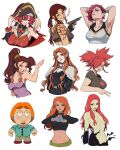  absurdres arcane:_league_of_legends black_lagoon castlevania devil_may_cry_(series) gun highres kim_possible league_of_legends muscular muscular_female navel pokemon porqueloin red_hair revy_(black_lagoon) tato vi_(league_of_legends) weapon 