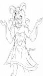  2017 anthro asriel_dreemurr_(god_form) black_eyes bovid caprine claws clothed clothing ears_down fangs fur goat hi_res horn jewelry male mammal marcushunter necklace one_eye_closed open_mouth pivoted_ears raised_arms robe signature solo standing teeth tongue undertale undertale_(series) 