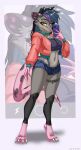 absurd_res anthro bottomwear clothed clothing didelphid female hi_res hotpants looking_at_viewer mammal marsupial midriff navel notde_(oc) phone shorts solo up1ter virginia_opossum 