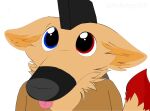  2d_(artwork) anthro canid canine clothing ears_down hi_res jacket let_me_do_it_for_you looking_offscreen looking_up male mammal mcwest_universe meme modern_day_stuby_(anthro_form) mohawk pivoted_ears solo stubylegs2k5_(artist) tail tongue tongue_out topwear 