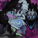  anthro big_butt butt butt_pose detailed_background duo female hand_on_leg hand_on_thigh harlekyon hi_res kindred_(lol) lamb_(lol) league_of_legends looking_at_viewer pose riot_games step_pose tagme wolf_(lol) 