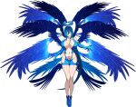  1girl absurdres bird_wings blue_hair blue_wings breasts feathered_wings hair_between_eyes halo high_school_dxd highres kalawarner large_breasts large_wings long_hair low_wings mini_wings multiple_wings solo stomach_tattoo tattoo very_long_hair wings yellow_eyes yxyyxy 