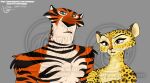  anthro dreamworks duo felid female gia_(madagascar) leopard madagascar_(series) male mammal namygaga pantherine sketch tiger vitaly_(madagascar) 
