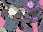  1girl apex_legends ash_(titanfall_2) blue_leotard close-up humanoid_robot leaning_forward leotard pathfinder_(apex_legends) pathfinder_(omega_point)_(apex_legends) pink_background pouch robot science_fiction sketch y_(user_rjry7778) 