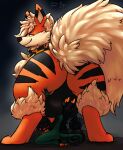  2020 anthro arcanine arlean_(raster_dreams) asian_mythology balls balls_on_face big_butt butt digital_drawing_(artwork) digital_media_(artwork) dragon duo ears_up east_asian_mythology eastern_dragon feral generation_1_pokemon genitals green_body hand_on_butt hi_res kneeling looking_at_another looking_at_viewer looking_back male mythology nintendo orange_body pokemon pokemon_(species) presenting presenting_hindquarters raised_tail raster_dreams red_eyes signature size_difference smile standing tail under_balls wide_hips 