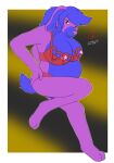  anthro big_breasts blue_hair breasts clothing fan_character female fur hair hand_on_butt hi_res lagomorph leporid lingerie long_ears looking_at_viewer mammal multicolored_body multicolored_fur neon_lion nipples pinup pose pregnant pregnant_female rabbit raised_leg red_eyes short_tail simple_background solo tail 