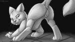  16:9 absurd_res anus butt claws domestic_cat felid feline felis female feral genitals greyscale hi_res looking_at_viewer looking_back looking_back_at_viewer mammal monochrome presenting presenting_hindquarters pussy q-blackbun rear_view sketch solo tongue tongue_out whiskers widescreen 