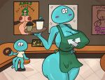  ambiguous_gender ana_margarita_(leviantan581re) animal_humanoid anthro apron apron_only balls barista beverage big_breasts big_butt blush breasts butt cafe cephalopod cephalopod_humanoid clothed clothing cnidarian coffee container cup dezmine21 digital_media_(artwork) duo english_text erection female food genitals hi_res holding_object huge_breasts humanoid inkling jellyfish leviantan581re looking_at_viewer male marine marine_humanoid medusozoan mollusk mollusk_humanoid mostly_nude mr._grizz nintendo nipples nude penis pseudo_hair size_difference smile splatoon stepmother tentacle_hair tentacles text thick_thighs topwear wide_hips 