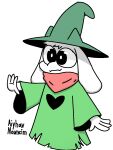  2019 3:4 aiyhav_nouneim ambiguous_gender anthro black_clothing bovid caprine clothing deltarune fluffy fur goat green_clothing hat headgear headwear horn long_ears mammal neckwear ralsei red_clothing red_scarf scarf signature solo topwear undertale_(series) white_body white_ears white_fur 