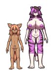  anthro balls big_breasts blush breasts brown_body canid duo erection felid female genitals hair hi_res husband_and_wife komenuka_inaho larger_female male male/female mammal married_couple orange_hair pantherine penis purple_body purple_hair size_difference smaller_male tiger white_body zeno_(komenuka_inaho) 