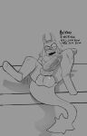  absurd_res anthro big_penis big_tail english_text eyewear genitals glasses hair hi_res hooves horn humanoid imp knot male monochrome penis shape_heads simple_background solo tail text vasdocor_01 zulc-baninchi(vd_1) 