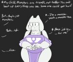  2023 4_fingers anthro bovid breasts caprine clothed clothing digital_media_(artwork) english_text female fingers fur goat horn mammal offscreen_character robertge solo text toriel undertale undertale_(series) white_body white_fur 