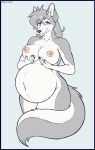  anthro belly breasts canid canine canis domestic_dog female husky mammal nordic_sled_dog pregnant pregnant_female skeletalheart sketch spitz 