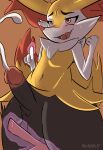  absurd_res balls big_penis bodily_fluids braixen cum generation_6_pokemon genital_fluids genitals girly hi_res looking_pleasured magic male masturbation mr.gayle nintendo penis pokemon pokemon_(species) silly solo thick_thighs vibrator_on_balls 