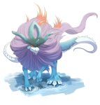  absurdres animal_focus closed_mouth commentary_request full_body highres horns nemaki_(nemaki87456) no_humans pokemon pokemon_(creature) purple_fur ripples solo standing walking_wake water white_background 