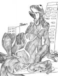  2017 anthro belly big_belly bodily_fluids building car claws destroyed_building destroyed_vehicle drooling duel_monster earthbound_immortal_ccarayhua hand_on_stomach hi_res leaning leaning_back lizard marcushunter nude reptile saliva saliva_on_tongue saliva_string scalie signature sitting solo spread_legs spreading toe_claws tongue tongue_out vehicle vore wide_eyed yu-gi-oh! 