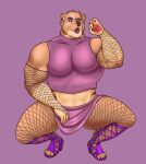  anthro biceps blowjob_face bottomwear clothed clothing dasyuromorph digital_media_(artwork) fishnet fishnet_clothing fishnet_legwear fishnet_topwear footwear fur girly grimreeper hi_res high_heels john_michaelson_(grimreeper448) legwear lipstick looking_at_viewer makeup male mammal marsupial munsshy muscular muscular_anthro muscular_male pecs simple_background skirt solo thick_thighs thylacine topwear 