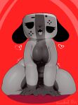  &lt;3 2017 animate_inanimate anthro bedroom_eyes berseepon09 black_eyes breasts canid canine canis domestic_dog female genitals grey_body hi_res looking_at_viewer mammal narrowed_eyes nintendo nintendo_switch pussy red_background seductive simple_background solo switch_dog tagme 