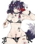  accessory animal_humanoid arm_wound band-aid bandage black_bra black_clothing black_panties black_ribbon black_underwear blood blood_on_arm blood_on_leg blue_hair blue_pubes blue_tail blush bodily_fluids bra bracelet canid canid_humanoid canine canine_humanoid censored clothed clothing collar cross ear_piercing ear_ring facial_piercing girly grey_eyes hair hair_accessory hair_over_eye hair_ribbon hairclip hi_res highlights_(coloring) humanoid jewelry leg_wound lip_piercing male mammal mammal_humanoid mosaic_censorship one_eye_obstructed panties partially_clothed phone piercing pubes red_highlights ribbons ring_piercing scar self_harm simple_background skull_accessory slit slit_(wound) solo spiked_bracelet spiked_collar spikes star tail tattoo tongue tongue_out tongue_piercing underwear unknown_artist white_background white_highlights wolf_humanoid wounded 