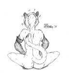  2018 accessory anthro armband butt delilah_nightingale domestic_ferret female from_front_position hair hair_accessory hairband headphones hi_res lotus_position mammal marcushunter musical_note mustelid musteline nude raised_tail rear_view sex signature sitting solo tail true_musteline weasel 