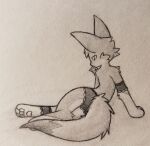  absurd_res anid battle_fennec_(character) canid canine cheek_tuft clothing condom del_(artist) facial_tuft female fluffy fox genitals head_tuft hi_res mammal panties pawpads pussy semi-anthro sexual_barrier_device solo solo_focus traditional_media_(artwork) tuft underwear 