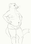  2020 anthro belly briefs briefs_only cettus clothed clothing hands_on_hips male mammal moobs mustelid musteline overweight overweight_anthro overweight_male sketch smile standing stoat topless true_musteline underwear underwear_only weasel 