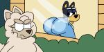  2:1 2d_animation against_surface angry angry_eyes animated anthro ass_on_glass australian_cattle_dog bandit_heeler bent_over big_butt black_nose blue_body blue_butt blue_fur bluey_(series) butt canid canine canis cattledog domestic_dog duo female fur glass herding_dog huge_butt male male/female mammal mischievous_smile nude on_glass overweight overweight_anthro overweight_male pastoral_dog pressed_on_window shaking_butt short_playtime sketchybun tail teasing thick_thighs wendy_(bluey) white_body white_fur 