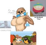  anthro avian bird breasts eric_cartman female hi_res humanoid scarf solo spanish_text text 