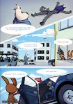  2019 anthro blue_sky building canid canine canis car clothed clothing comic domestic_dog female fox hi_res knocked_out lagomorph lying male mammal nude on_front outside rabbit ratcha_(artist) rick_(ratcha) rina_(ratcha) sky vehicle 