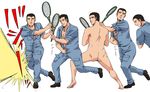  abe_takakazu ass bad_id bad_pixiv_id jaga_note kuso_miso_technique male_focus nude racket tennis tennis_racket unzipped 