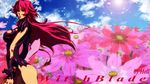  amaha_masane ass breasts cloud day facial_mark flower large_breasts long_hair red_hair sky solo sun very_long_hair wind witchblade 