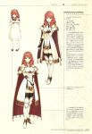  1girl armor armored_boots armored_dress bare_shoulders boots cape celica_(fire_emblem) character_name character_profile character_sheet child dress earrings fingerless_gloves fire_emblem fire_emblem_echoes:_mou_hitori_no_eiyuuou full_body gauntlets gloves hair_ornament hairband hidari_(left_side) highres jewelry long_hair looking_at_viewer nintendo non-web_source official_art red_eyes red_hair smile thighhighs tiara 