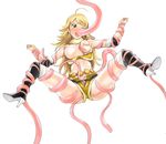  a1 absurdres blonde_hair boots breasts green_eyes highres hoshii_miki idolmaster idolmaster_(classic) large_breasts long_hair solo spread_legs tentacles tentacles_under_clothes thigh_boots thighhighs 