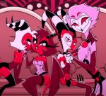  anthro blitzo_(helluva_boss) bulge caramelcat85 female group helluva_boss horn imp male male/female male/male millie_(helluva_boss) moxxie_(helluva_boss) owl_demon stolas_(helluva_boss) submissive submissive_male 