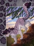  2023 4_toes day detailed_background digital_media_(artwork) feet felid female feral fur hi_res ketty leopard mammal outside pantherine paws purple_body purple_fur red_eyes sky solo spots spotted_body spotted_fur toes yellow_sclers 