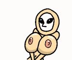  4chan 6:5 animated anonymous_artist anthro avian beak big_breasts bird black_sclera breast_squeeze breasts colored female humanoid low_res nipples owl paint playing_with_breasts save_the_princess short_playtime simple_face solo 