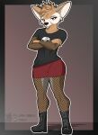  angry anthro bottomwear canid canine clothing emo female fennec fox hi_res high_boots inside mammal miniskirt shirt skirt solo tenkelly thick thick_thighs topwear 