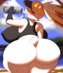  anthro big_breasts big_butt blush bottle bottomless bra breasts butt clothed clothing container drinking_water eyes_closed female generation_8_pokemon hat headgear headwear huge_breasts huge_butt nintendo nipple_outline open_mouth pokemon pokemon_(species) scorbunny solo sports_bra thick_thighs tongue tongue_out underwear water water_bottle white_body wide_hips zaviel 