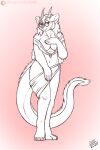  2:3 anthro breasts claws clothed clothing digital_media_(artwork) dragon drxii eyewear female fur furred_dragon glasses hair hi_res horn mammal nipple_outline partially_clothed simple_background smile solo tail 