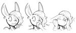  absurd_res animate_inanimate anthro blush duo female hair helixjack hi_res inflatable lagomorph leporid living_inflatable living_latex loss_of_speech mammal monochrome mouthless rabbit sketch solo_focus transformation 