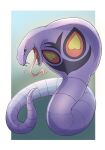  absurdres animal_focus arbok black_eyes border bright_pupils commentary_request green_background highres no_humans open_mouth poison pokemon pokemon_(creature) snake solo tkc_(user_snjd8547) tongue tongue_out white_border white_pupils 