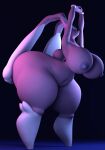  anthro big_breasts big_butt big_ears blender_(software) breasts brown_body butt curvy_figure darkdraketom female generation_4_pokemon hi_res huge_butt lopunny multicolored_body navel nintendo pokemon pokemon_(species) simple_background solo stretching thick_thighs two_tone_body 