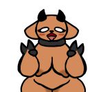  ahegao anthro big_breasts breasts collar collar_only deer female gesture horn horned_humanoid humanoid looking_pleasured mammal minigoat nude olivia_(deer) shaded simple_background simple_eyes simple_shading solo v_sign wide_hips 