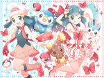  blue_eyes blue_hair boots bracelet buneary dawn_(pokemon) hand_on_own_chest hat high_heels jewelry knee_boots layered_skirt long_hair mugita_konomi one_eye_closed open_mouth pachirisu piplup poke_ball pokemon pokemon_(game) pokemon_bdsp puffy_short_sleeves puffy_sleeves ribbon scarf short_sleeves skirt standing standing_on_one_leg tongue tongue_out v white_headwear 
