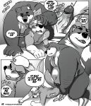 2021 absurd_res age_difference anal_request anthro backwards_baseball_cap backwards_hat baseball_cap begging begging_for_anal belly big_belly big_dom_small_sub boss boss_and_employee bossman_(kamudragon) canid canine canis clothing comic dialogue dirty_talk domestic_dog dominant dominant_male duo employee_(kamudragon) english_text erection genitals grinding hat headgear headwear hi_res hot_dogging imminent_anal imminent_sex in_rut kamudragon larger_male male male/male mammal mature_male moan monochrome multiple_scenes overweight overweight_male penis raised_tail size_difference smaller_male stuttering submissive submissive_male tail teasing text unprofessional_behavior wolf 
